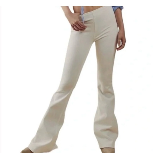 Free People Pants Women’s Size 25 Flare Bell Bottoms Midrise Cream White - Picture 2 of 6